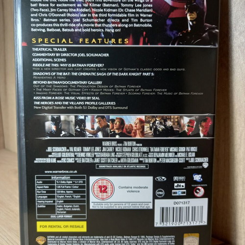 Batman Forever DVD like new, widescreen special edition with English subs