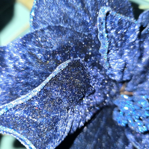 Christmas flowers used, dark blue decorations