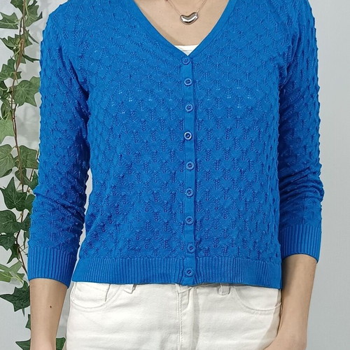 Blue knitted cardigan like new with V neckline size S