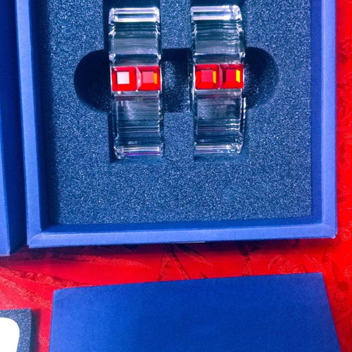 Swarovski Rainbow Siam napkin rings set new