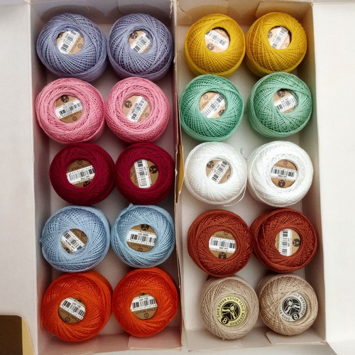 Cotton threads for embroidery and lace, pack of 20, new