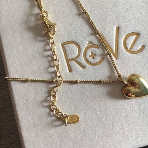 Reve Jewel Puffy Heart Necklace like new, 925 silver, 18K gold plated
