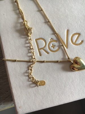 Reve Jewel Puffy Heart Necklace like new, 925 silver, 18K gold plated