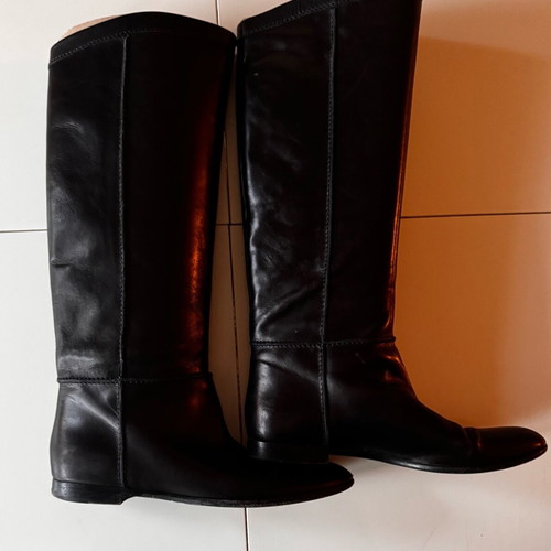 Sergio Rossi leather riding boots used, size 37, black