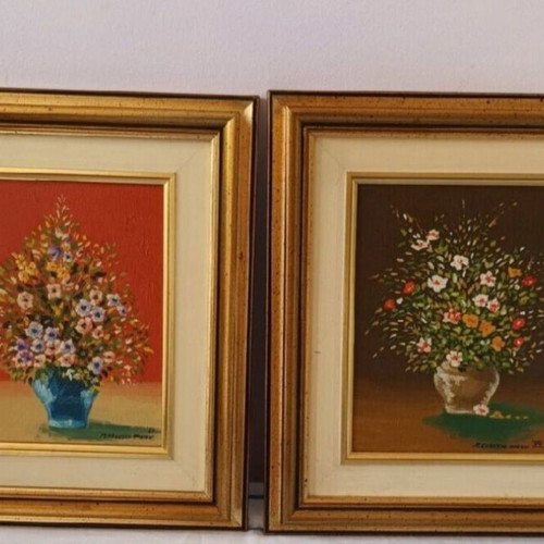 Frangou oil paintings used, 36x34 cm, framed set of 2