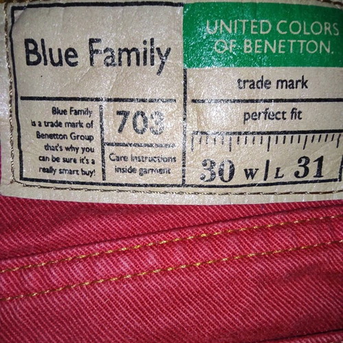 Benetton Red Mom Jeans 90s Vintage Used, Size S
