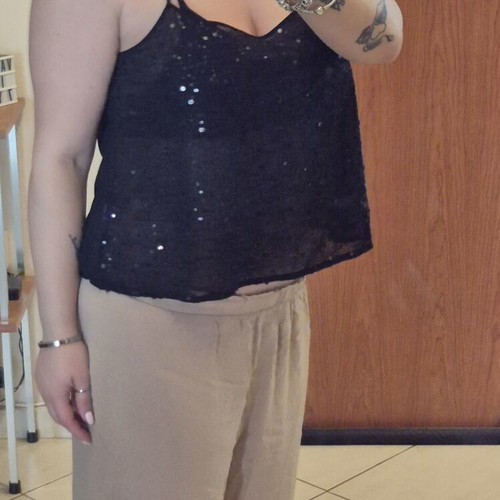 Bershka Black Crop Top like new, sequin