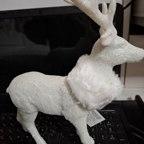 Christmas reindeer white with glitter new