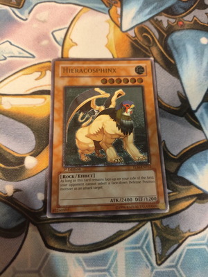 Hieracosphinx 1st Edition Yu-Gi-Oh card used, damaged condition, Ultimate Rare