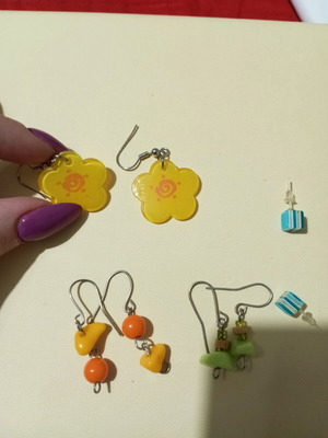 Earrings made of plastic beads, summer style, like new, pack of 4