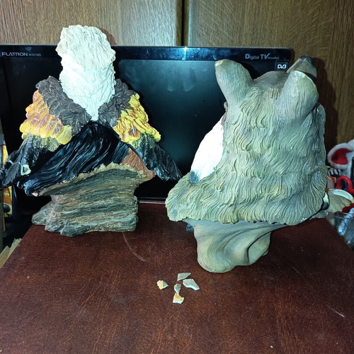 Indian Chief Busts set of 2 like new with detailed carvings