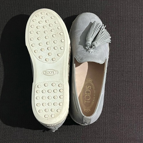 Tod's leather espadrilles women's size 37.5 gray
