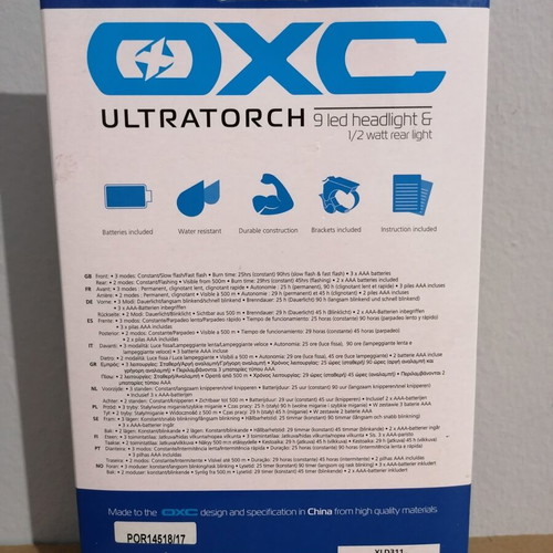Oxford Ultratorch 9 Led Bicycle Light Set new with batteries