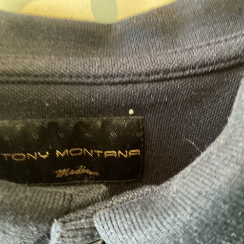 Tony Montana shirt medium with purple stripes and metal buttons like new