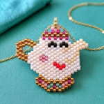 Handmade Mrs. Potts Necklace with Miyuki Beads and Steel Chain