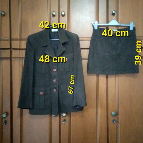 Suede safari jacket and mini skirt set MADLEN like new, brown, size 3/L
