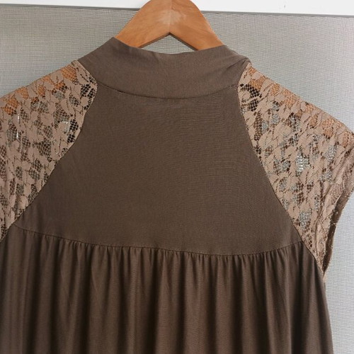 Summer elastic mako dress used, beige brown, size XXXL