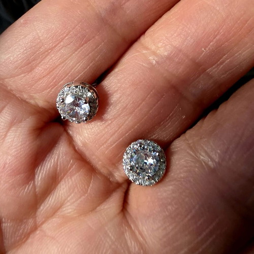 Silver 925 earrings with cubic zirconia, handmade