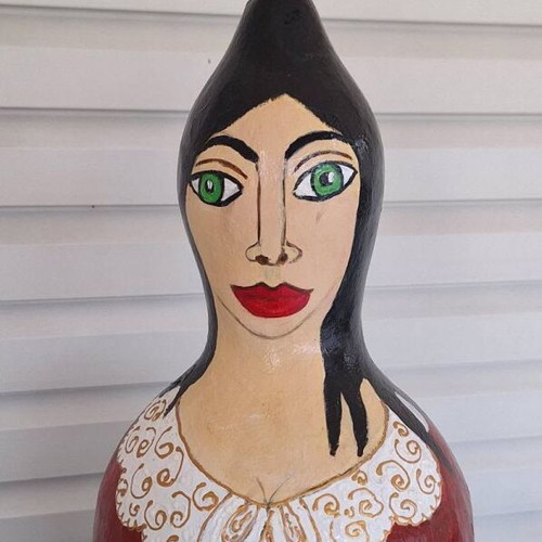 Handmade decorative gourd "Penelope" with folkloric style