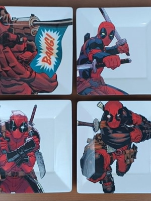 Deadpool Melamine Plate Set 4-Pack like new, 21x21 cm
