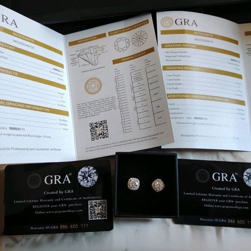 Silver Moissanite 2ct Halo Design Earrings new with 2 certificates