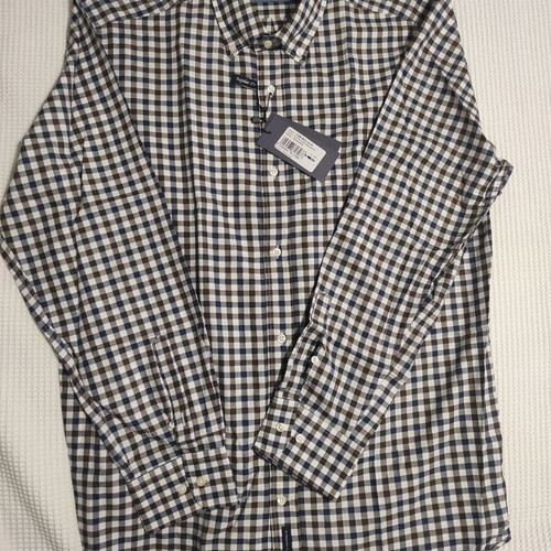 Oxford Company men's shirt new, blue-white-brown, XL