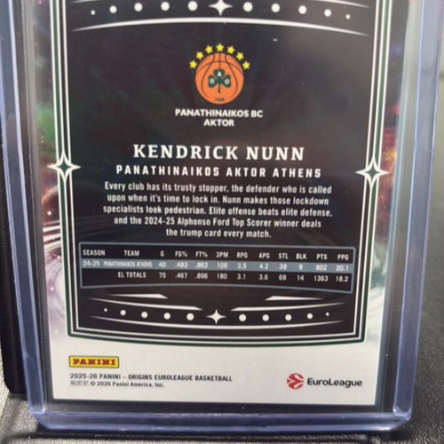 Kendrick Nunn Origins basketball card /25
