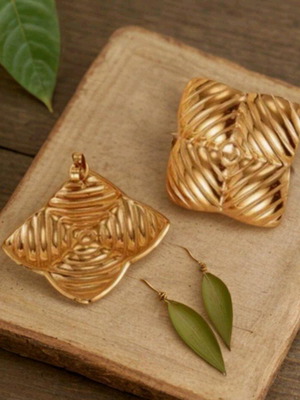 Square Steel Earrings New Gold Color