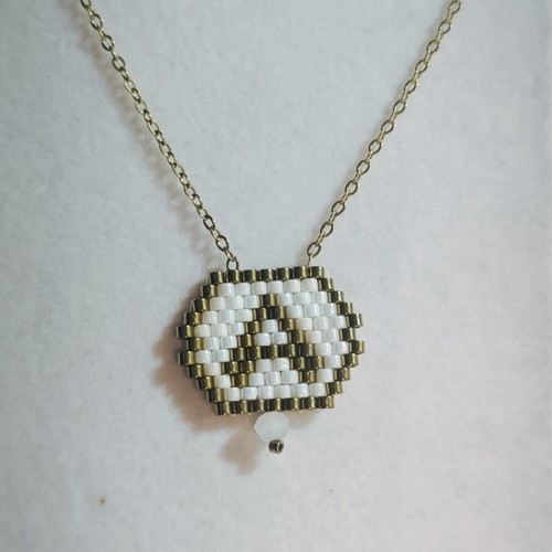 Monogram Necklace new, handmade, white and gold colors