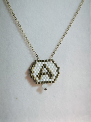 Monogram Necklace new, handmade, white and gold colors