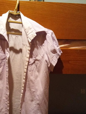 Short-sleeve checked shirt white lilac XXL used