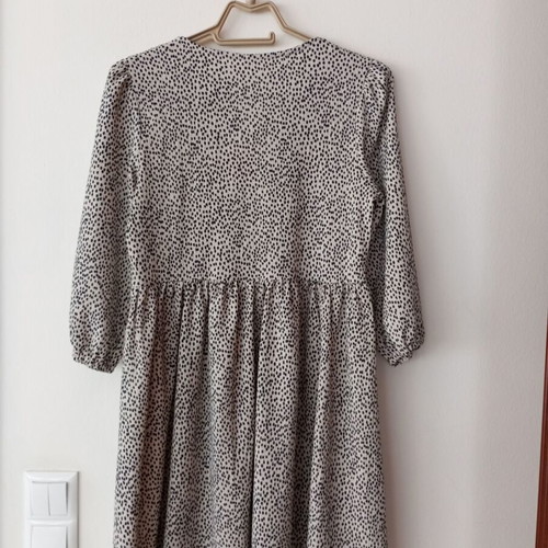 Pepco Mini Babydoll Dress XS, beige with black dots
