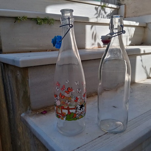 Borgonovo glass bottle with clip, 1 litre, Italy