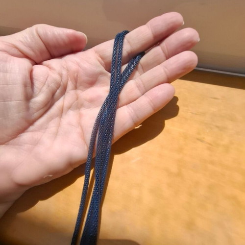 Handmade knitted necklace dark blue synthetic cord like new