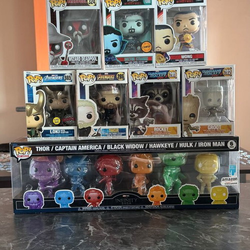 Marvel Funko Pop Bundle with Deadpool, Doctor Strange Chase, Loki, Thor, Groot & Avengers 6-Pack