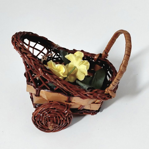 Mini Wicker Vintage Decorative Cart like new