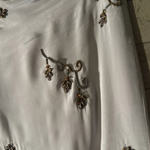 Zara limited edition hand crafted silk set, light gray