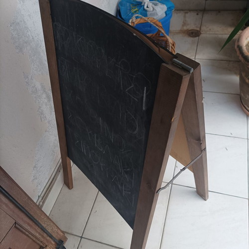 Wooden Double-Sided Floor Chalkboard About 80cm Height Like New