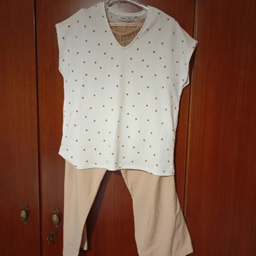Pants and blouse set like new, beige