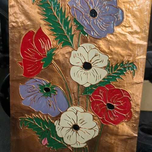Vintage embossed chalcography used 42x30cm with hanging slot
