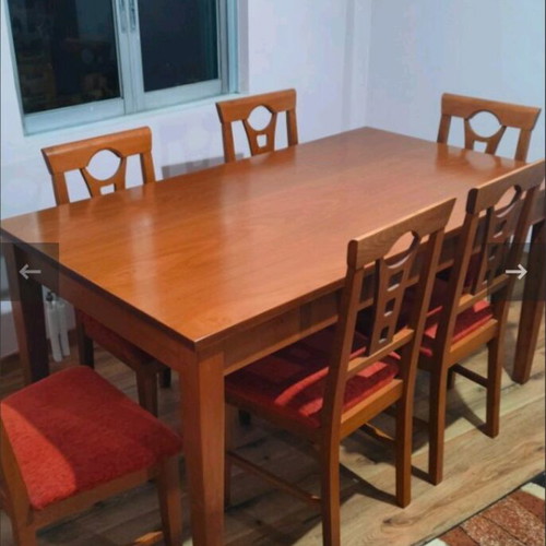 Dining set with extendable table 160x90 +50cm and 6 chairs like new