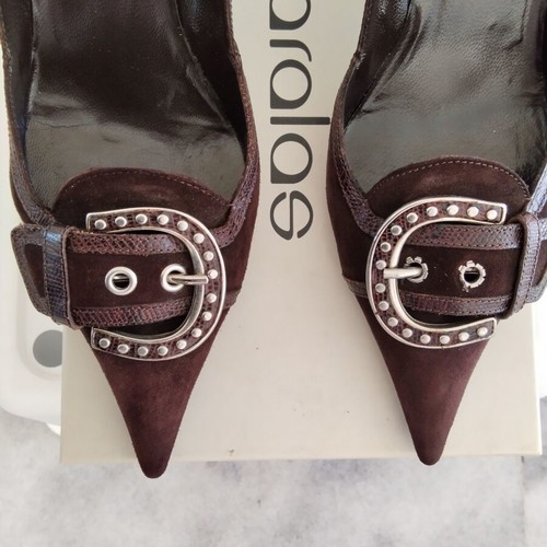 Haralas women's pumps Western Boho size 38.5 suede and leather like new, brown