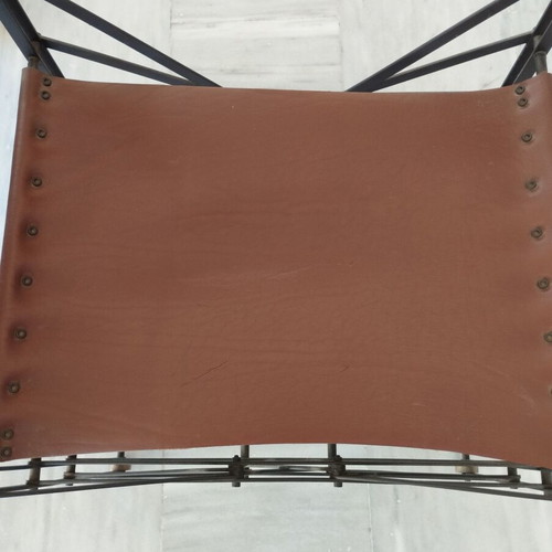 Neokatoikein armchair used, leather and iron, vintage