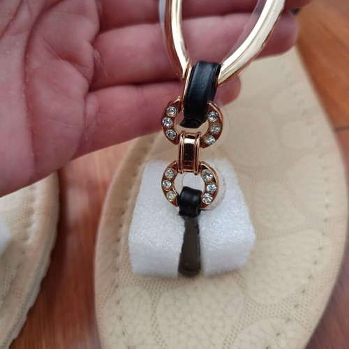 Flat sandals black size 38 like new with gold design