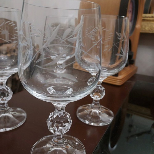 Crystal glasses carved handmade like new, set of 4 pieces