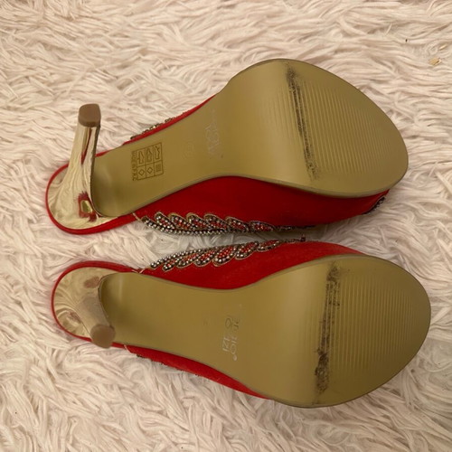 Red high heels with rhinestones like new, size 39