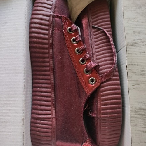 Women's sneakers burgundy with shine, new Made In Italia