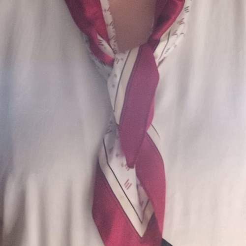 Square silk scarf like new, 63x63 cm, white and red