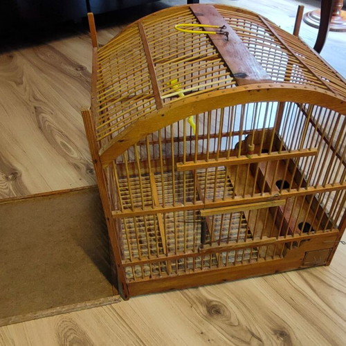 Handmade wooden birdcage for canaries used, vintage style