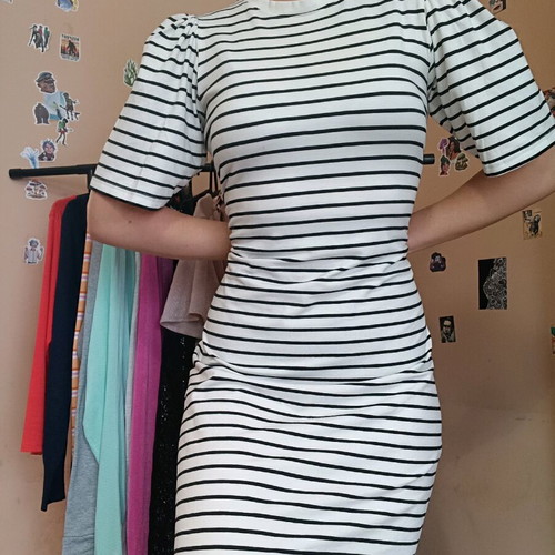 Sisters Point striped dress new, size XS, black and white